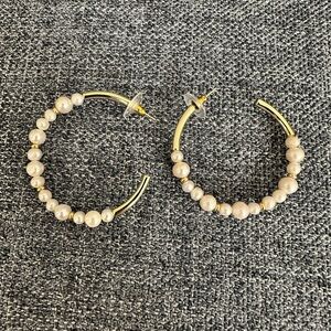 Kendra Scott Gold and Pearl Hoop Earrings